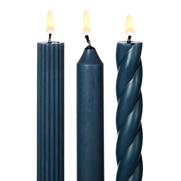 Navy Assorted Taper Candles - Pinecone Trading Co.