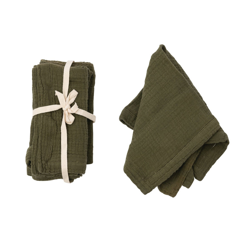 Olive Cotton Gauze Napkins - Pinecone Trading Co.