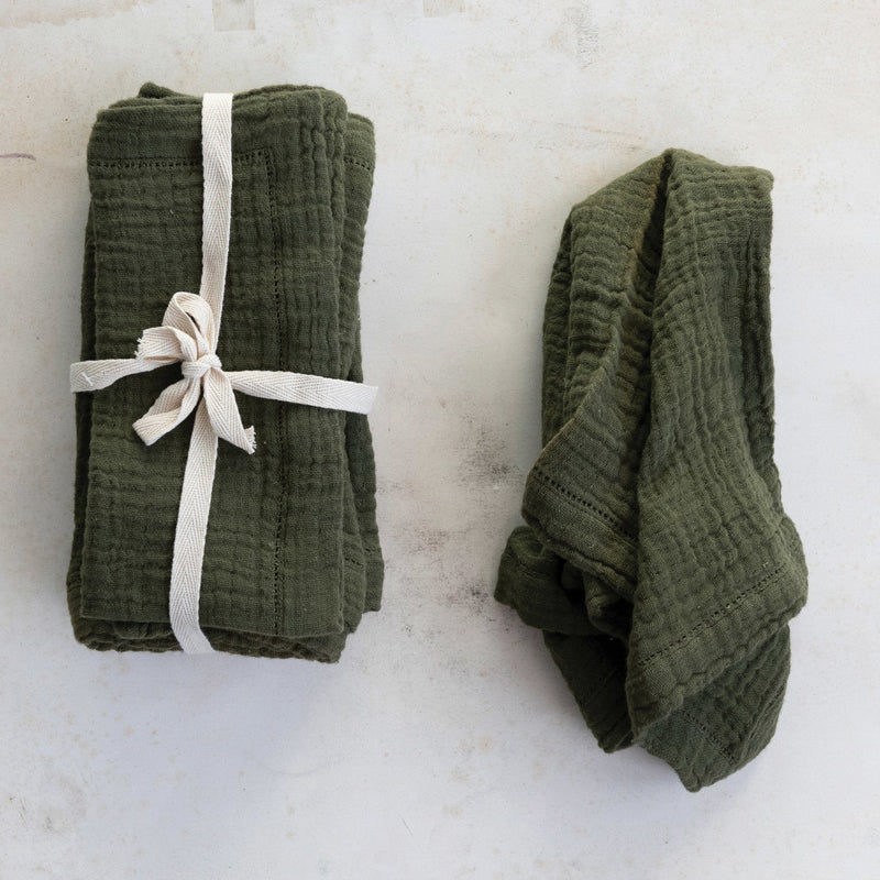 Olive Cotton Gauze Napkins - Pinecone Trading Co.