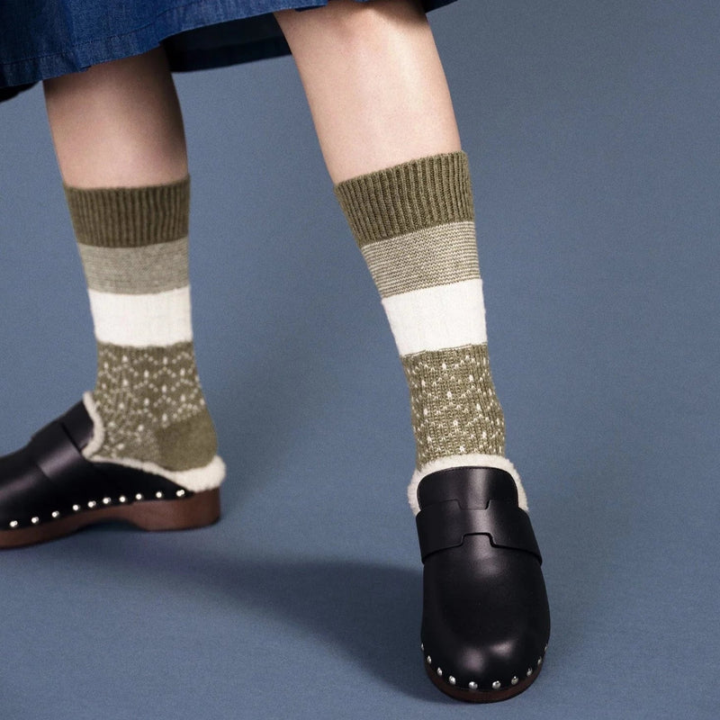Olive Louie Wool Crew Socks - Pinecone Trading Co.