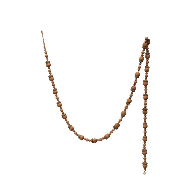 Paulownia Wood Acorn & Bead Garland - Pinecone Trading Co.