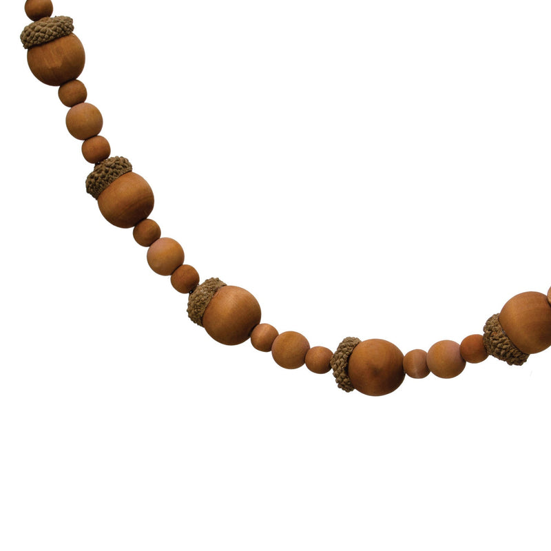 Paulownia Wood Acorn & Bead Garland - Pinecone Trading Co.