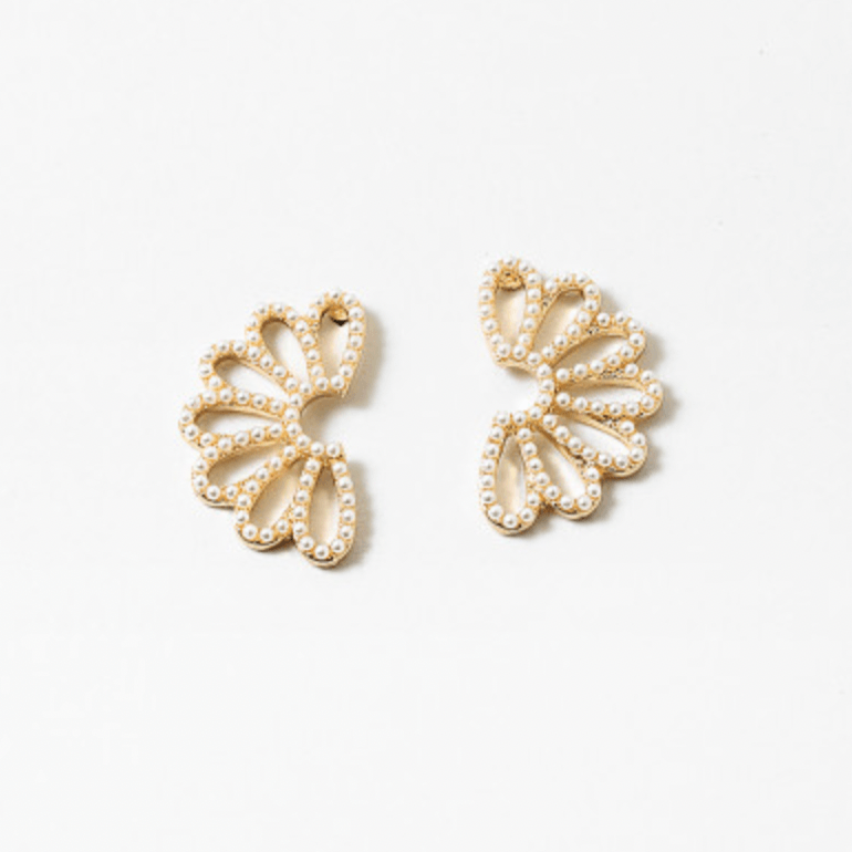 Pearl Fan Stud Earrings - Pinecone Trading Co.