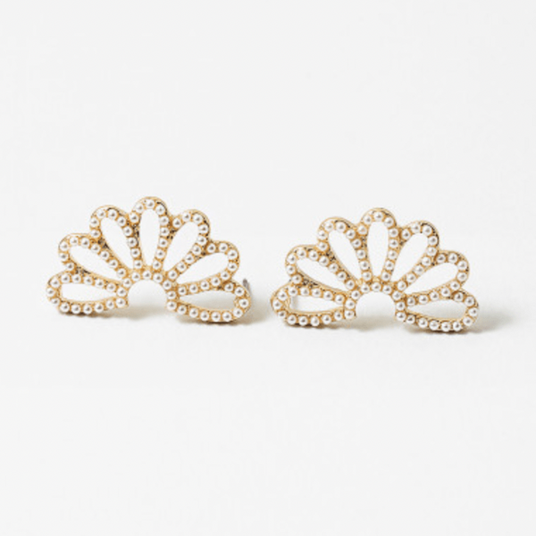 Pearl Fan Stud Earrings - Pinecone Trading Co.