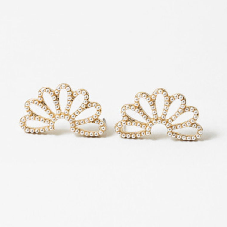 Pearl Fan Stud Earrings - Pinecone Trading Co.
