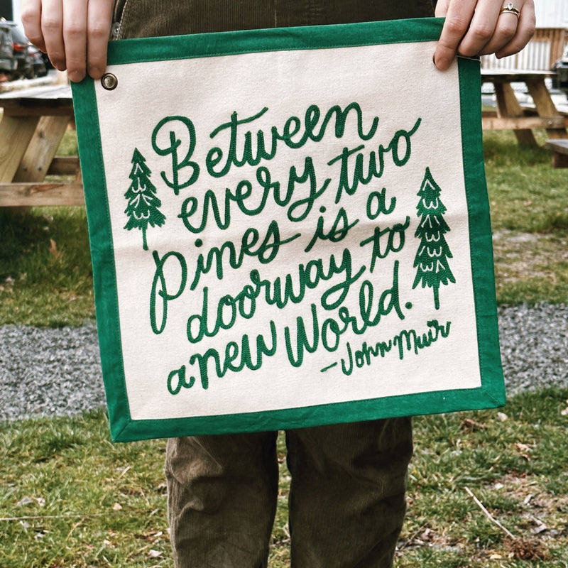 Pines Embroidered Canvas Banner - Pinecone Trading Co.