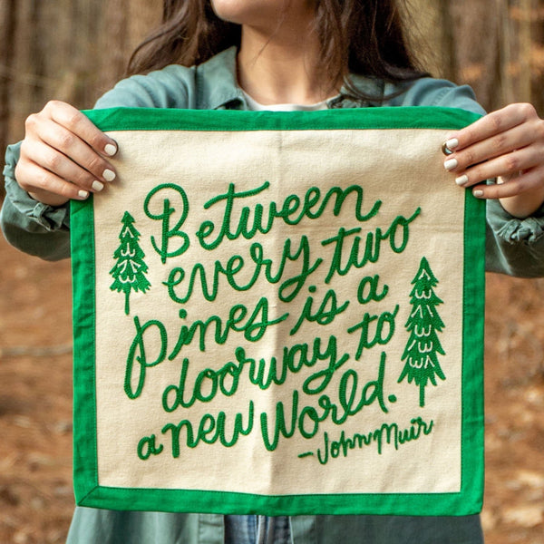 Pines Embroidered Canvas Banner - Pinecone Trading Co.