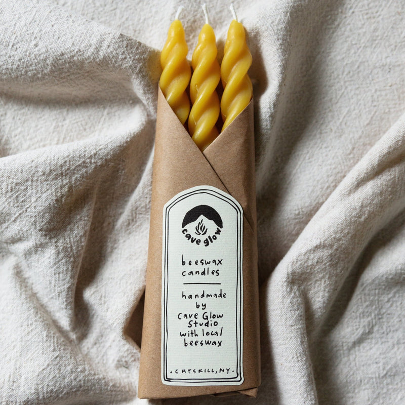 Pure Beeswax Spiral Taper Candles - Set of 3 - Pinecone Trading Co.