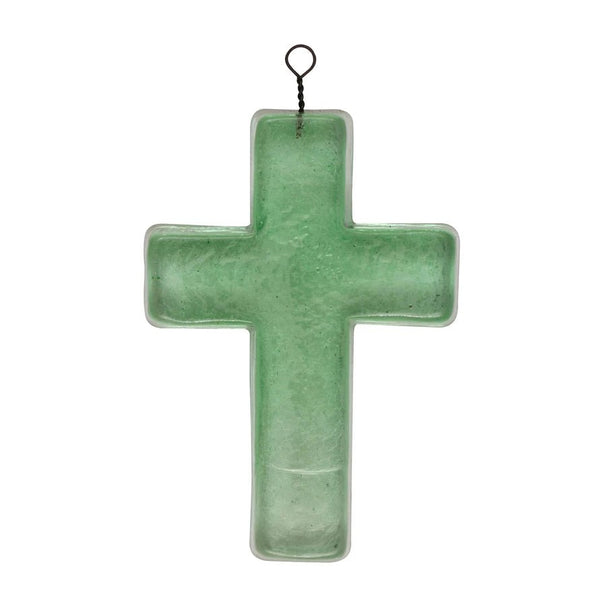 Recycled Glass Hanging Cross - Pinecone Trading Co.
