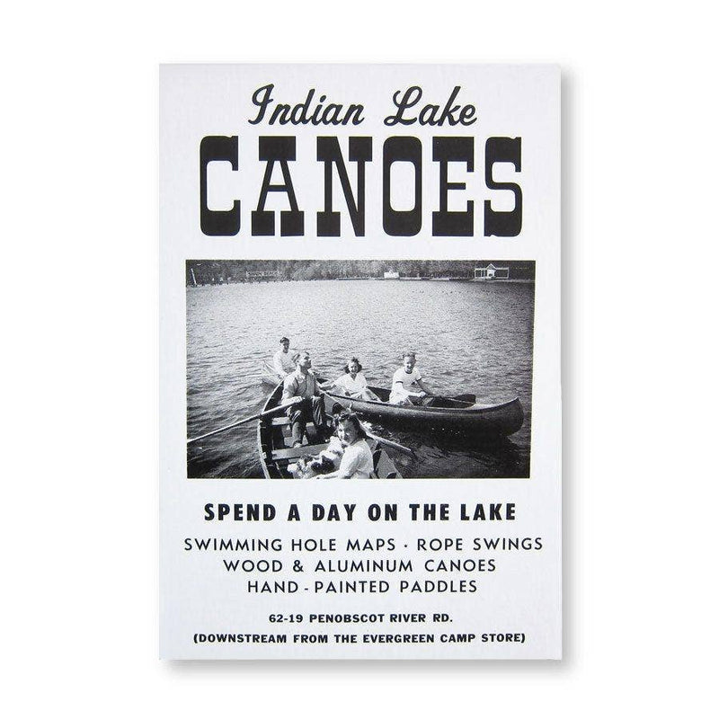 Roadside Sign Poster - Indian Lake Canoes - Pinecone Trading Co.