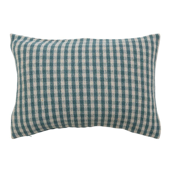 Robin's Egg Blue Gingham Pillow - Pinecone Trading Co.