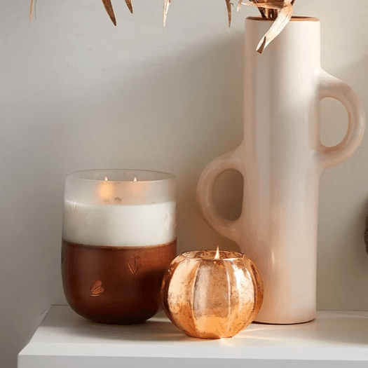 Rustic Pumpkin Mercury Glass Candle - Pinecone Trading Co.