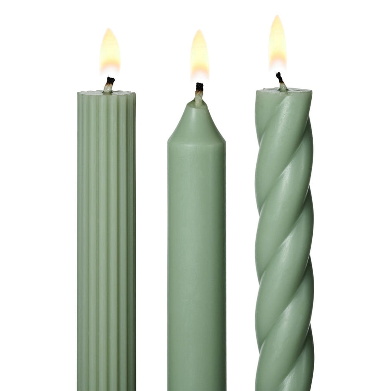 Sage Green Assorted Tapers - Pinecone Trading Co.