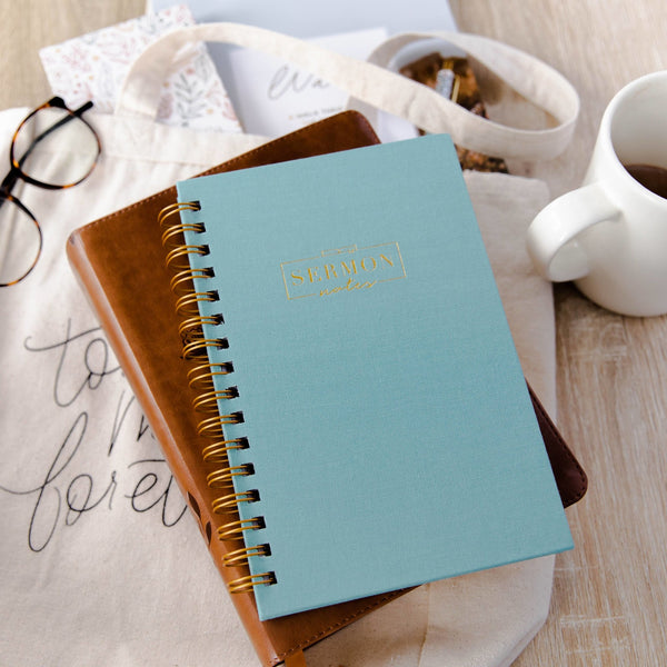 Sermon Notes Journal - Teal Spiral - Pinecone Trading Co.