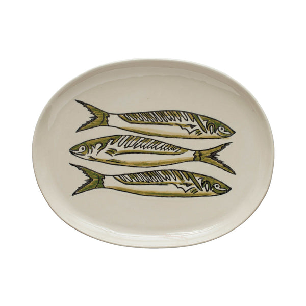 Shoreline Sardines Stoneware Serving Platter - Pinecone Trading Co.
