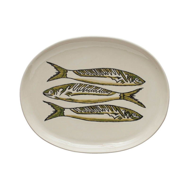 Shoreline Sardines Stoneware Serving Platter - Pinecone Trading Co.