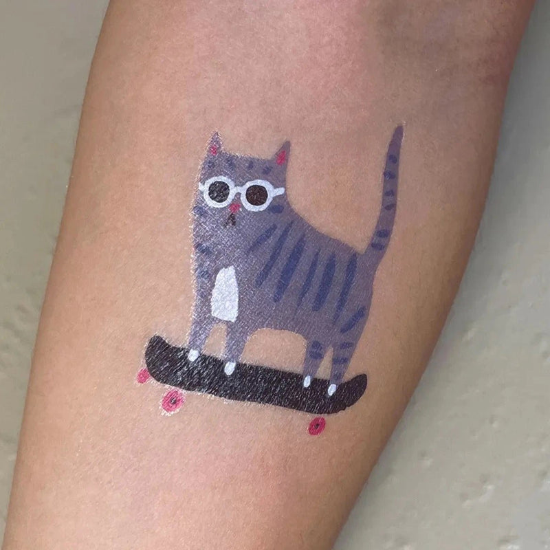 Skater Cat Temporary Tattoo - Pinecone Trading Co.