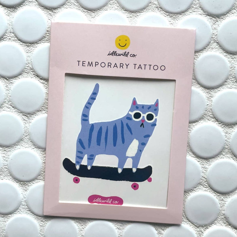 Skater Cat Temporary Tattoo - Pinecone Trading Co.
