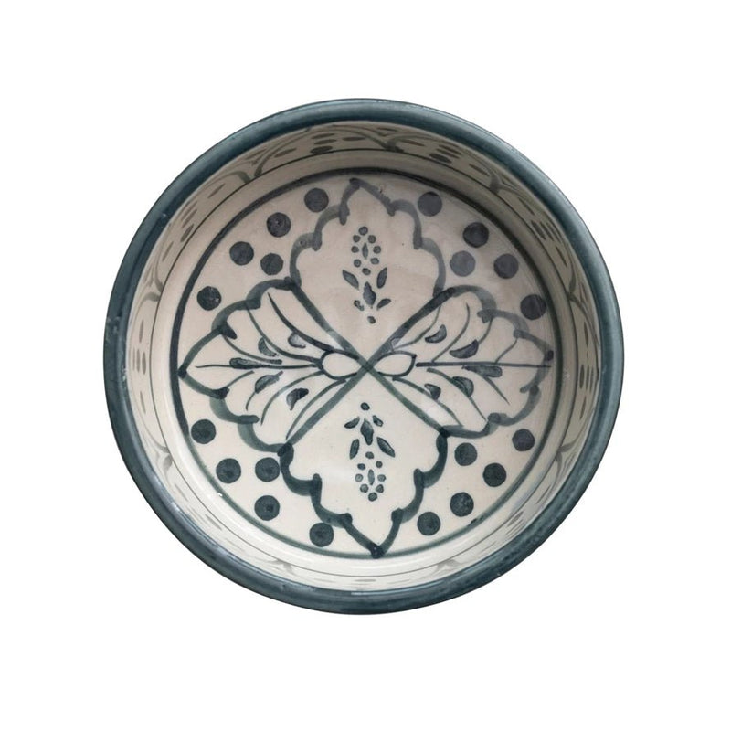 Small Hand-Painted Navy Stoneware Pet Bowl - Pinecone Trading Co.