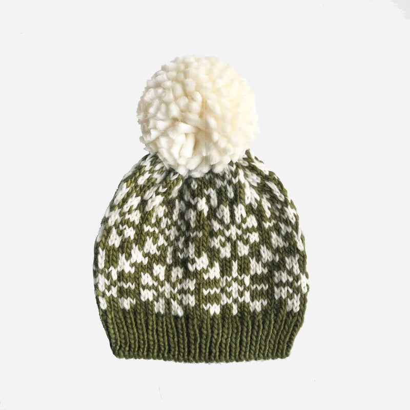 Snowfall Hat Olive | Acrylic Hand Knit Kids & Baby Hat - Pinecone Trading Co.