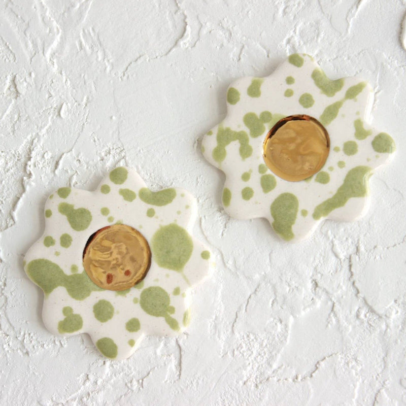 Splash Flower Oversized Ceramic Stud Earrings - Pinecone Trading Co.