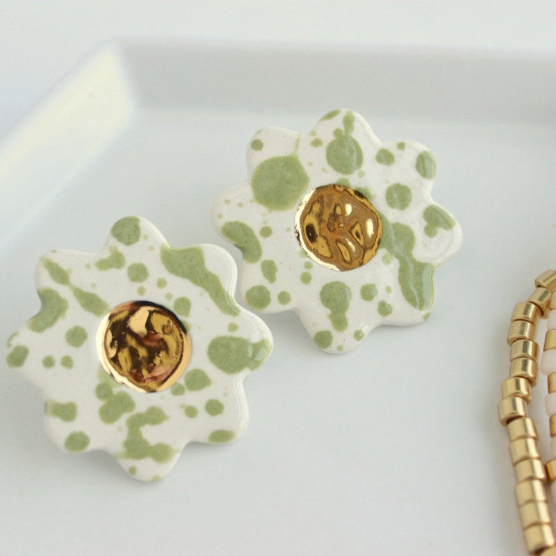 Splash Flower Oversized Ceramic Stud Earrings - Pinecone Trading Co.