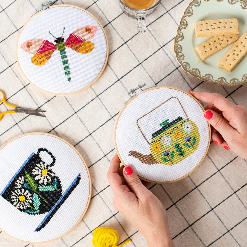 Teapot Brie Harrison Cross Stitch Kit - Pinecone Trading Co.