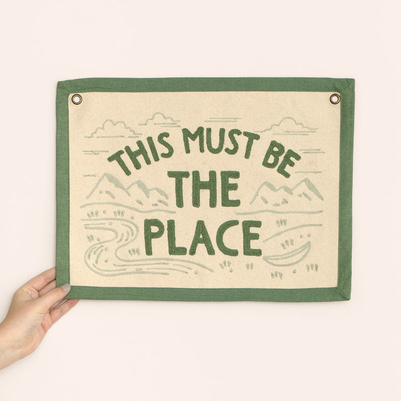 The Place Embroidered Canvas Banner - Pinecone Trading Co.