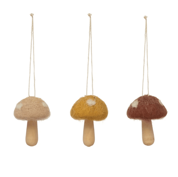 Tiny Wool Mushroom Ornament - Pinecone Trading Co.