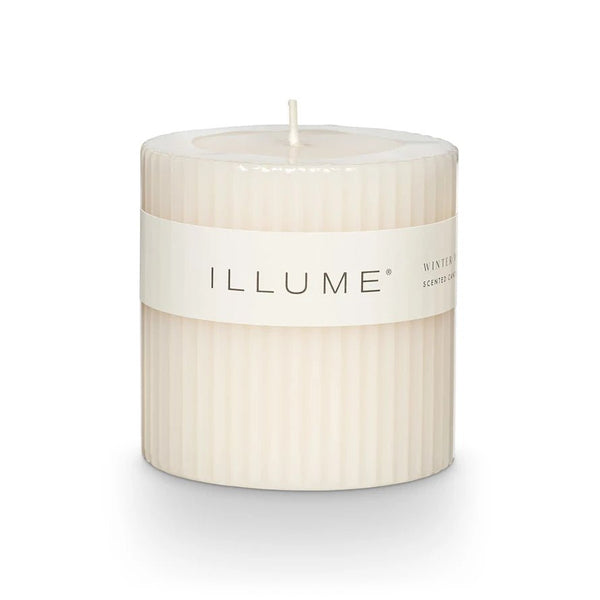 Winter White Small Fragranced Pillar Candle - Pinecone Trading Co.