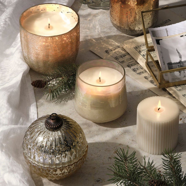 Winter White Small Fragranced Pillar Candle - Pinecone Trading Co.