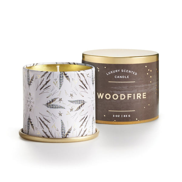 Woodfire Demin Tin Candle - Pinecone Trading Co.