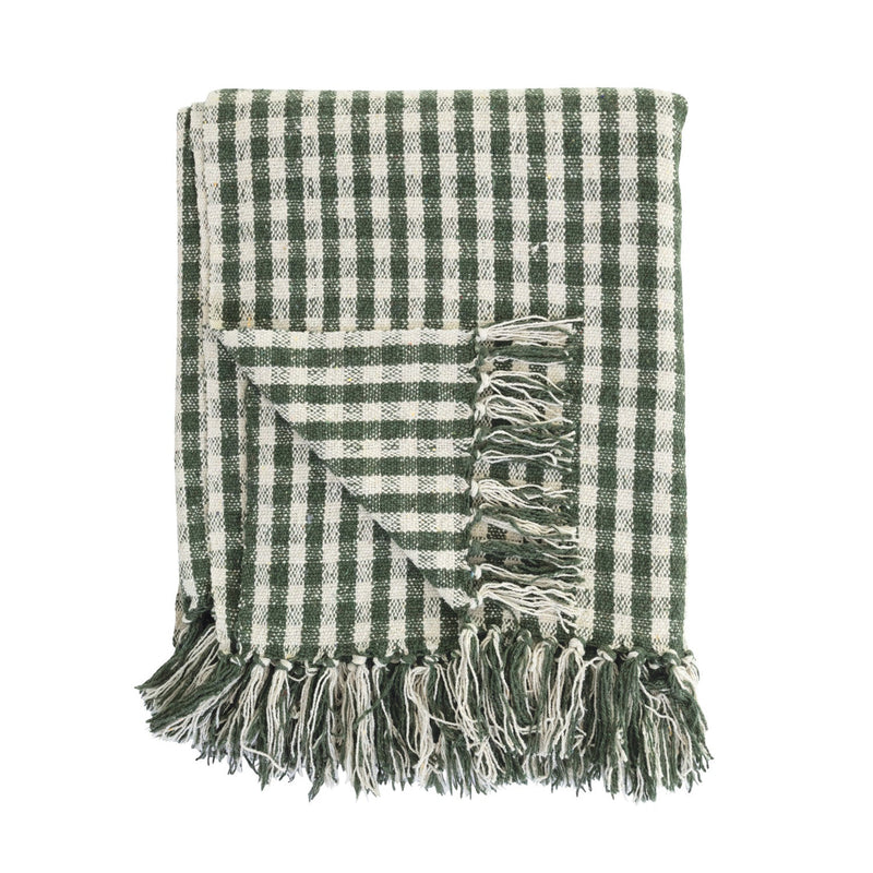 Woven Recycled Gingham Cotton Blend Throw - Pinecone Trading Co.