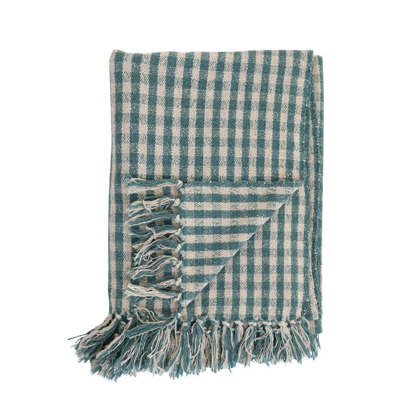 Woven Recycled Gingham Cotton Blend Throw - Pinecone Trading Co.