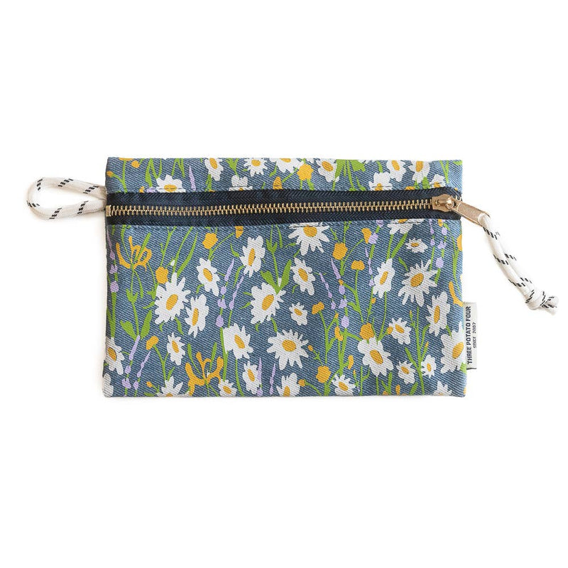 Zip Pouch - Daisy Garden (Denim) - Pinecone Trading Co.